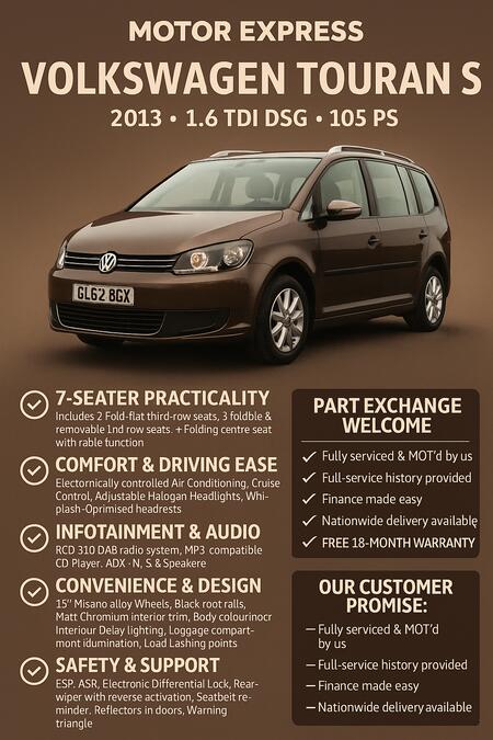 VOLKSWAGEN TOURAN 1.6 TDI S